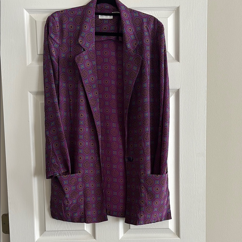 Liz Claiborne Purple Blazer Longline Knit